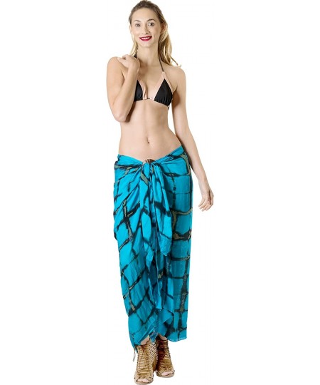 Cover-Ups Women's Sarong Swimwear Bikini Cover-Ups Summer Beach Wrap Hand Tie Dye - Blue_j983 - CL129WXCV7H