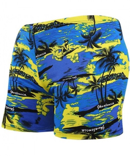 Trunks Men's Fashion Print Square Leg Swimsuit - Blue - CR18OUHTGME