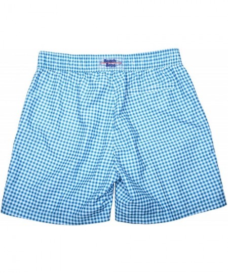 Trunks Mens Swim Trunks w Mesh Lining Swimming Bathing Fixed Waistband Suit - Light Blue Gingham - CK18QCAWMD9