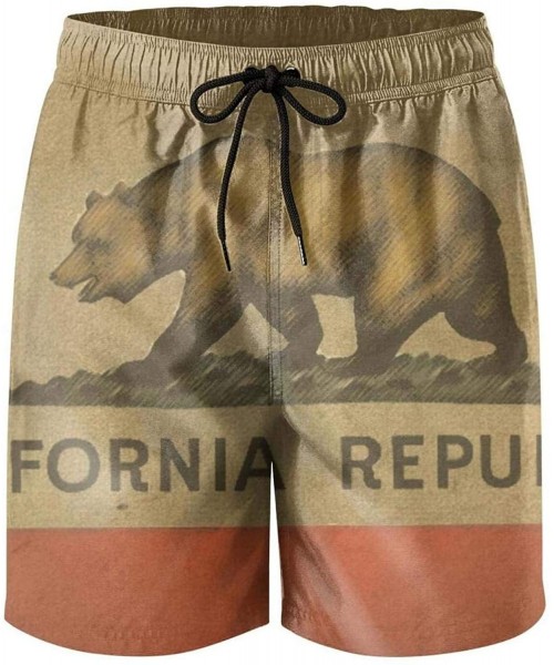 Board Shorts California Republic Bear PosterMen Beach pantscamo shortsSummer Beach Pants for Men - California Republic Bear-1...