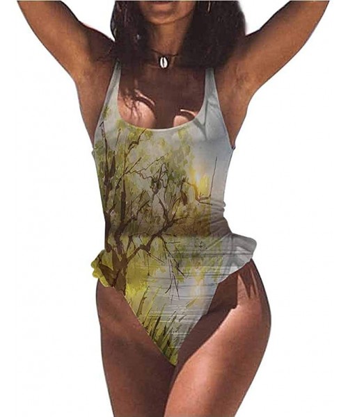 Bottoms Thong Bikini Set Tree- Foliage Leaves and Trunk for a Beach Trip or Pools Day - Multi 14-one-piece Swimsuit - CR19E79...