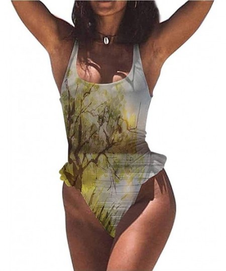 Bottoms Thong Bikini Set Tree- Foliage Leaves and Trunk for a Beach Trip or Pools Day - Multi 14-one-piece Swimsuit - CR19E79...