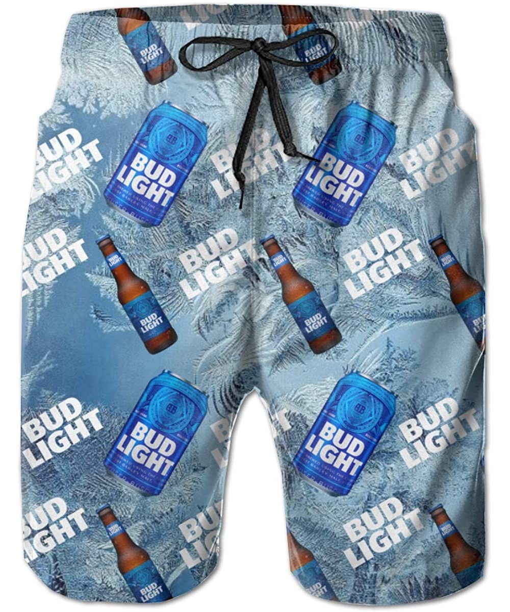 Board Shorts Mens Swim Trunks Bud Light Swimtrunks Summer Cool Quick Dry Board Shorts Bathing Suit with Side Pockets Mesh Lin...