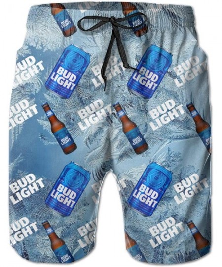 Board Shorts Mens Swim Trunks Bud Light Swimtrunks Summer Cool Quick Dry Board Shorts Bathing Suit with Side Pockets Mesh Lin...