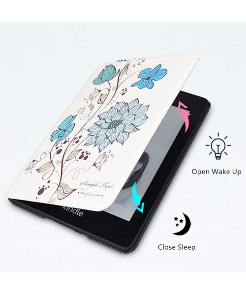 Sets Case Kindle Paperwhite 4 2018 PU PC 360° Protective Flip Automatic Wake Up or Sleep Flower Shark Magnetic Cover 6 6 - CD...