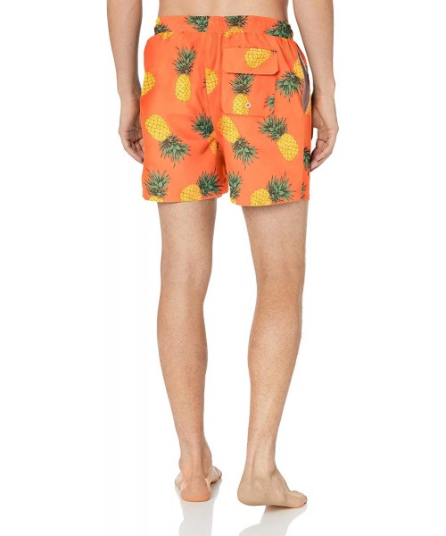 Trunks Men's 4.5" Inseam Tropical Hawaiian Print Swim Trunk - Coral Pineapple - CS18INX29XI