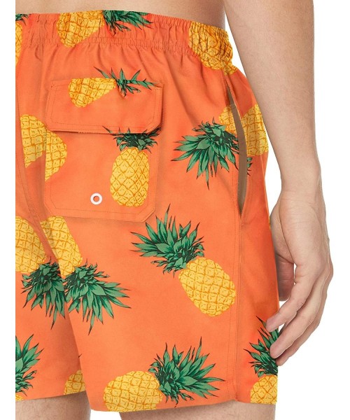 Trunks Men's 4.5" Inseam Tropical Hawaiian Print Swim Trunk - Coral Pineapple - CS18INX29XI