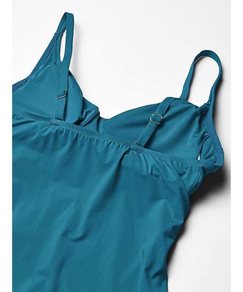 Tops Women's Twist Front Underwire Tankini Top - Blue - C5195LXL2CH