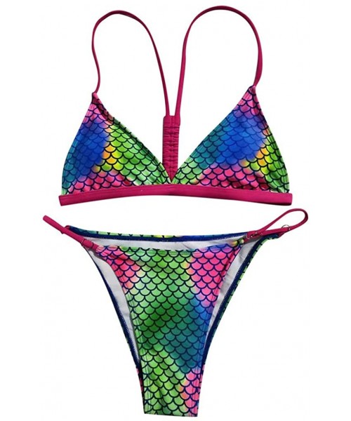 Sets Women's Sexy Push Up Bikini Triangle Liner Bra Bathing Suit Bathing Suit Fluorescent Colors Beach Swimwear H multicolor ...