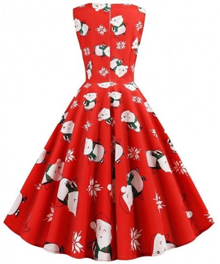 Cover-Ups Women's Vintage Musical Note Printing Bodycon Sleeveless Casual Evening Party Prom Swing Dress - Red_e - CX19277CYRA