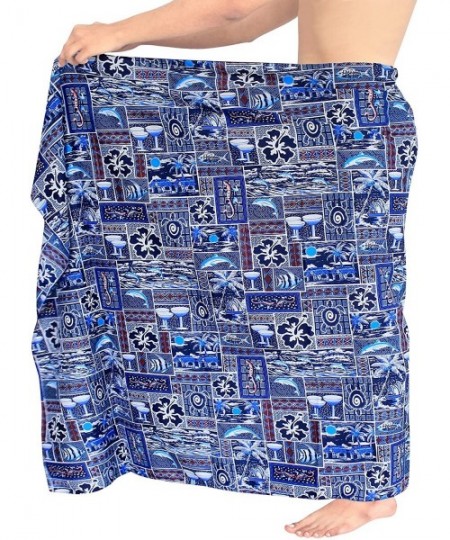 Trunks Women's Sarong Dress Coverup Tie Pareo Beach Wrap Swimsuits Full Long C - Blue_f323 - C511ZDL9XVF