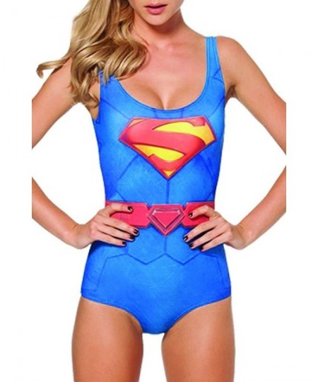 One-Pieces Women's One Piece Swimsuits Digital Print Monokini Shapewear Bathing Suits Tight Stretch Bikini Swimwear Superman ...