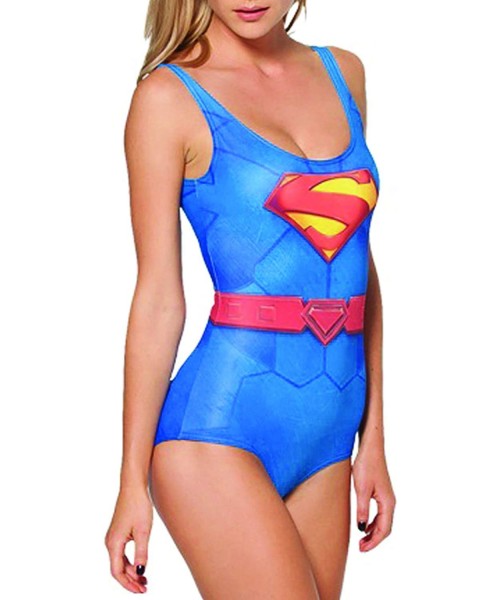 One-Pieces Women's One Piece Swimsuits Digital Print Monokini Shapewear Bathing Suits Tight Stretch Bikini Swimwear Superman ...