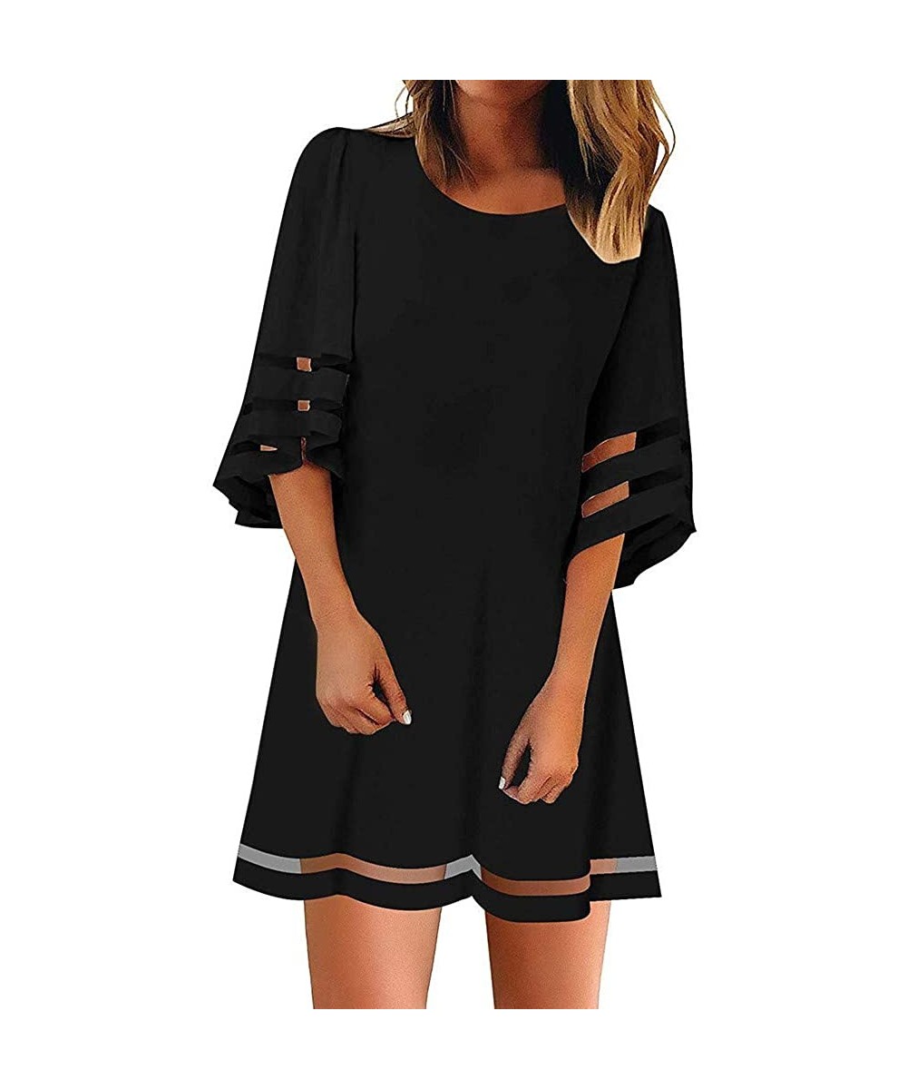 Racing Women Plus Size Dress Cocktail Evening Party Shirt Dress Beach Sundress for Summer Casual Mini Dress - X-black - CB196...