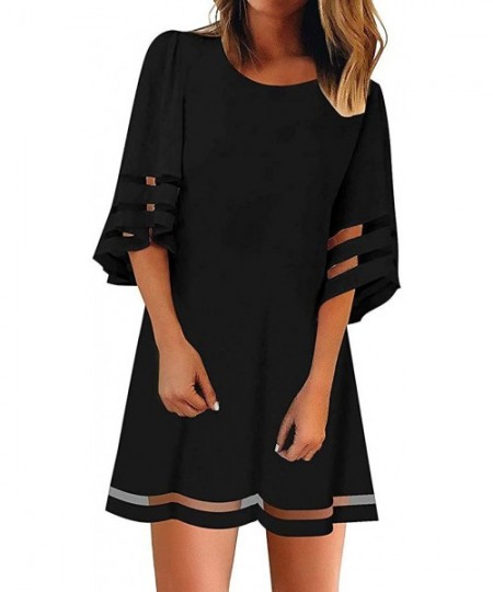 Racing Women Plus Size Dress Cocktail Evening Party Shirt Dress Beach Sundress for Summer Casual Mini Dress - X-black - CB196...