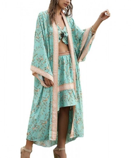 Cover-Ups Women's Fashion Bohemian Print Beach Cardigan Bikini Kimono Cover Up - Print 1 - C9198KYOZWE