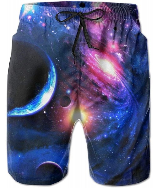 Board Shorts Men Cool Half Pants Beach Shorts Quick Dry Swim Trunks - Tie Dye Weed Unique Design - Cool Galaxy Space - CV18SN...