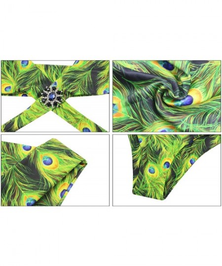 Sets Women's Sexy Swimsuit Peacock Print Padded Bikini Set Adjustable Strap Cross Triangle Beach Bathing Suits - C4194IXXQXD