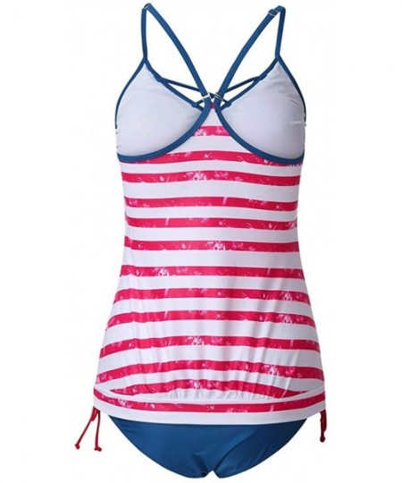 Board Shorts Women's American Flag Print Crisscross Back Boyshort Two Piece Swimsuit-Slimming Tummy Control Swimdress Swimwea...