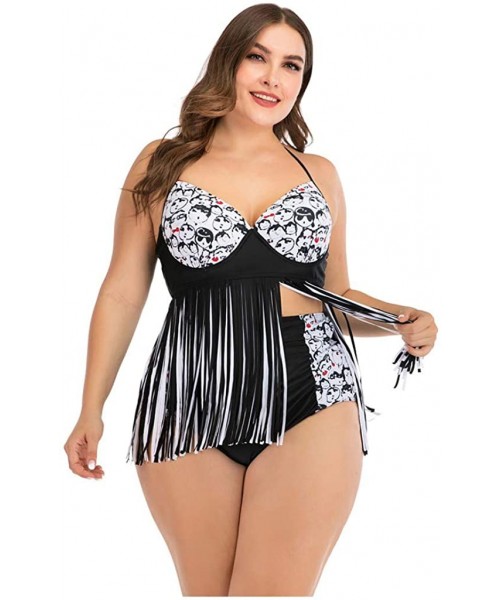 Tankinis Plus Size Womens High-Waisted Bikini Set Two Pieces Beach Swimwear Bathing Suit Swimsuits - 01 Black - C7194E3W5I6