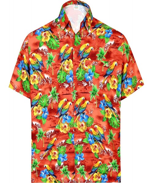 Cover-Ups Men's Tropical Fashion Short Sleeve Hawaiian Shirt - Pumpkin Orange_aa305 - CR11DWU3R07