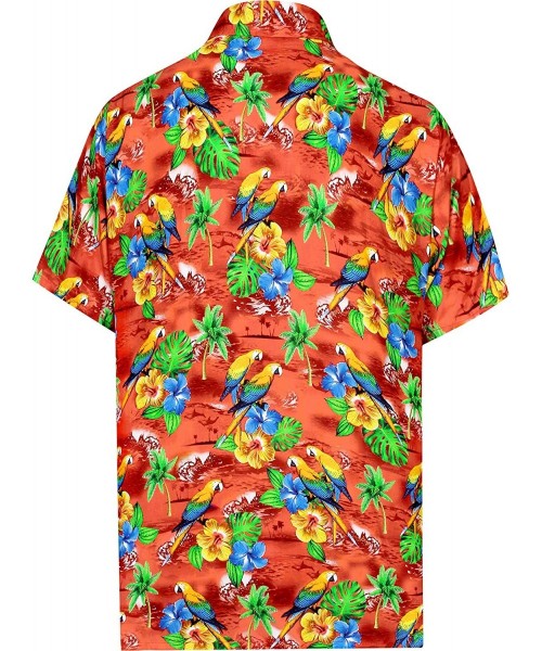 Cover-Ups Men's Tropical Fashion Short Sleeve Hawaiian Shirt - Pumpkin Orange_aa305 - CR11DWU3R07