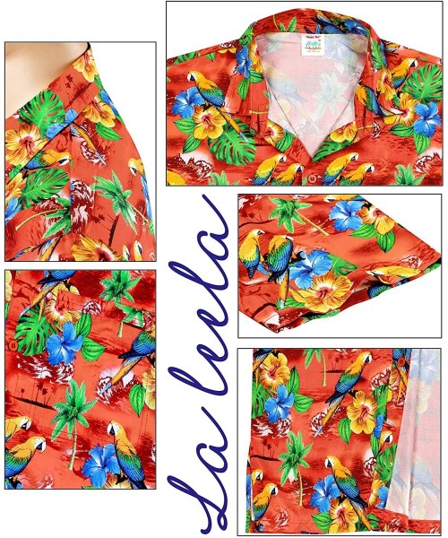 Cover-Ups Men's Tropical Fashion Short Sleeve Hawaiian Shirt - Pumpkin Orange_aa305 - CR11DWU3R07