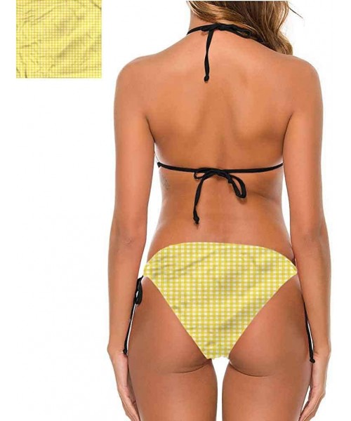 Bottoms Swimsuit Checkered- Retro English Yellow Make You Feel Comfortable/Confident - Multi 01-two-piece Swimsuit - C719E7H9MCY