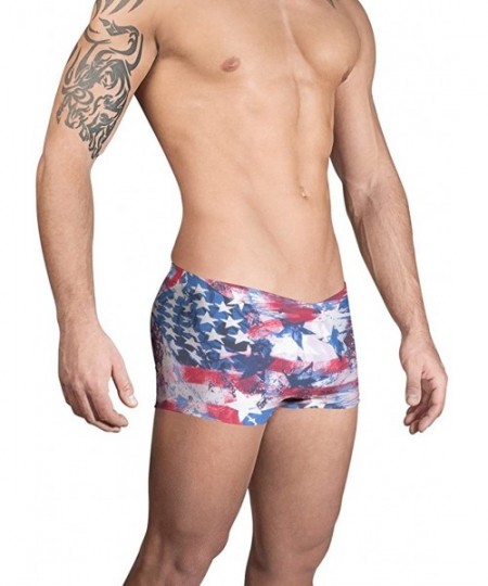 Briefs Men's American Flag Old Glory Swim Square Cut - Red- White- Blue - CZ121HGR2KX