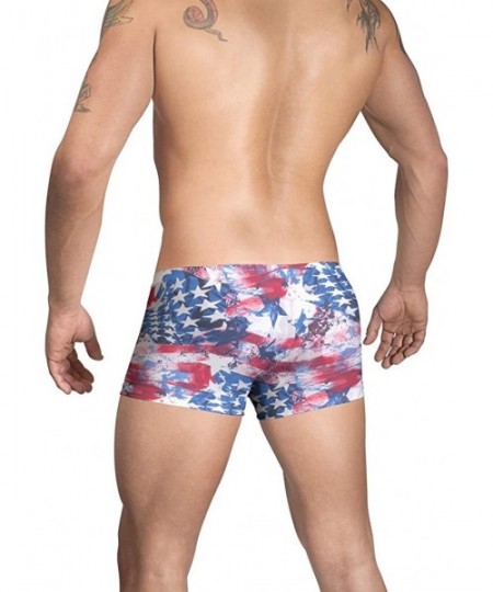 Briefs Men's American Flag Old Glory Swim Square Cut - Red- White- Blue - CZ121HGR2KX