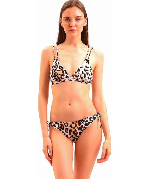 Sets Leopard Print Bikini Swimsuit for Women Sexy Backless Adjustable Strap Bathing Suit - Leopard - CY18T9XT5TY