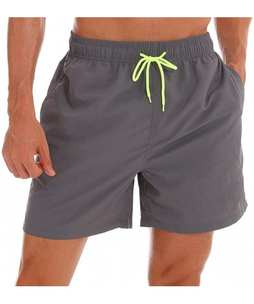 Trunks Men's Swim Trunks Quick Dry Beach Shorts with Pockets - Grey - C018SATRDGC