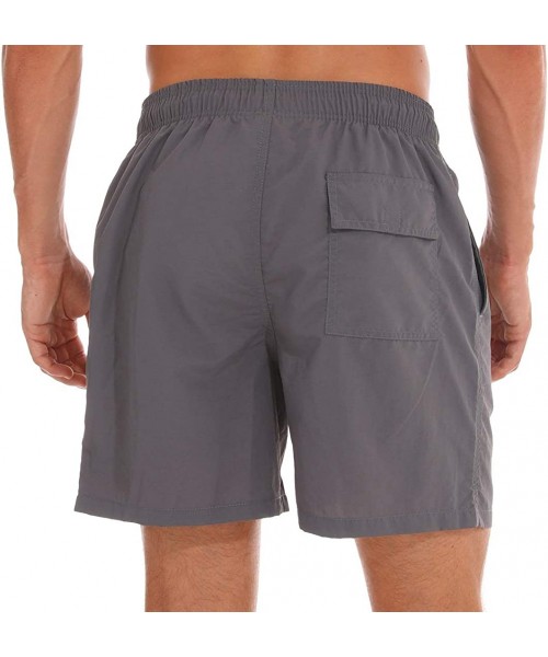 Trunks Men's Swim Trunks Quick Dry Beach Shorts with Pockets - Grey - C018SATRDGC