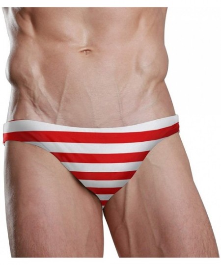 Briefs Red White Stripe Men Sexy Bikini Swimwear Swimsuit S 2060010 - One Color - CT18AZH7GN6