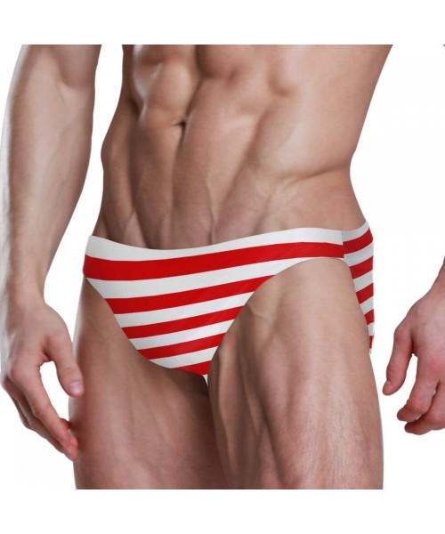 Briefs Red White Stripe Men Sexy Bikini Swimwear Swimsuit S 2060010 - One Color - CT18AZH7GN6