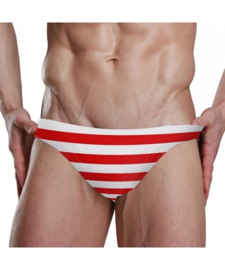 Briefs Red White Stripe Men Sexy Bikini Swimwear Swimsuit S 2060010 - One Color - CT18AZH7GN6