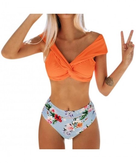 Cover-Ups Swimsuits for Women Tummy Control-Floral Ruffle Bikini Push Up Swimsuit High Waisted Bottom V Neck 2 Pieces Bathing...