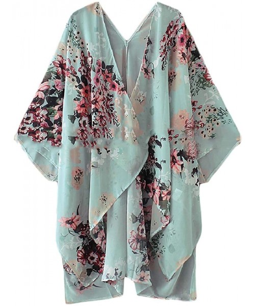 Cover-Ups Women Bikini Chiffon Floral Baggy Beach Swimsuit Kimono Coverups - 1 - C119CMT62IR