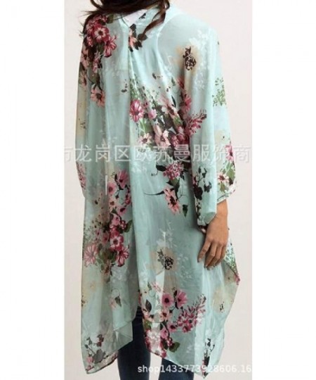 Cover-Ups Women Bikini Chiffon Floral Baggy Beach Swimsuit Kimono Coverups - 1 - C119CMT62IR