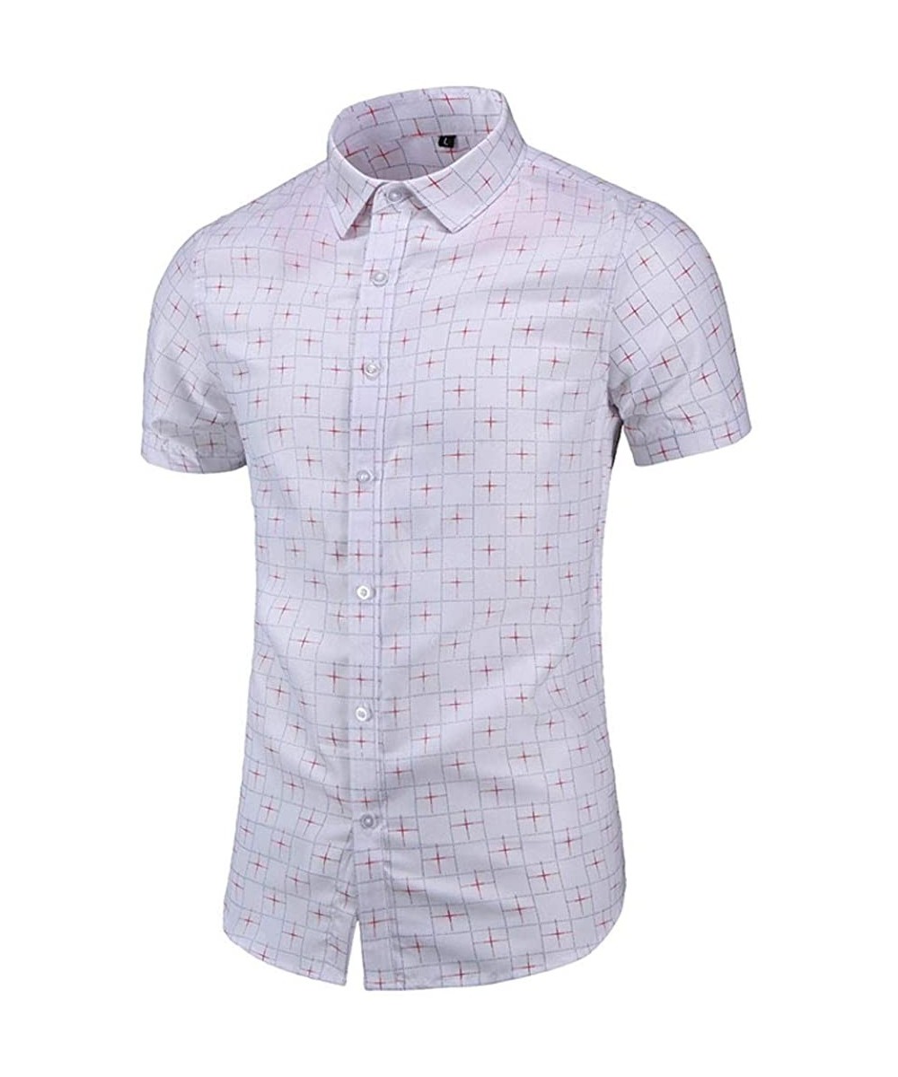 Racing Mens Fashion Retro Printed Shirt- Casual Button-Down Shirt Long Sleeve Printed Tops Shirt - White 2 - CQ19658XXAA