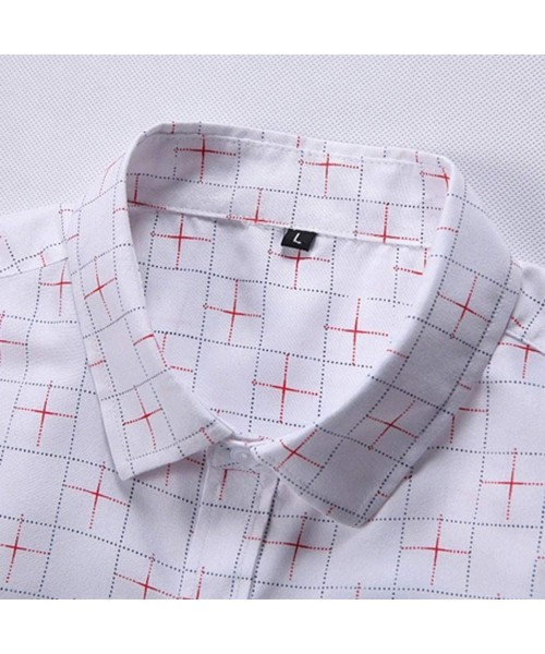 Racing Mens Fashion Retro Printed Shirt- Casual Button-Down Shirt Long Sleeve Printed Tops Shirt - White 2 - CQ19658XXAA