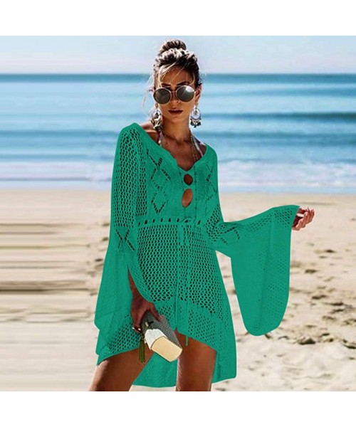 Rash Guards Off Shoulder Boho Tops for Women Flared Sleeve Pullover Summer Beach Casual Blouse Floral Stitch Swimsuit Coverup...