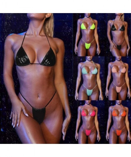 Sets Skimpy Bikini-Women Bling Bandage Bikini Set Push-Up Brazilian Swimwear Beachwear Swimsuit - Blue - CS194MUAK2L