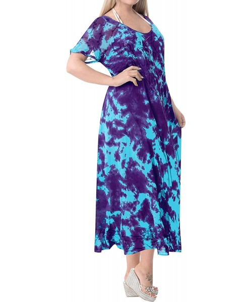 Cover-Ups Women's Beach Dress Prom Party Cocktail Dress for Women Hand Tie Dye A - Blue_a8 - CE18HQYD7ME