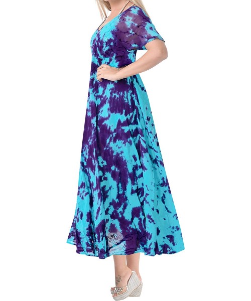 Cover-Ups Women's Beach Dress Prom Party Cocktail Dress for Women Hand Tie Dye A - Blue_a8 - CE18HQYD7ME