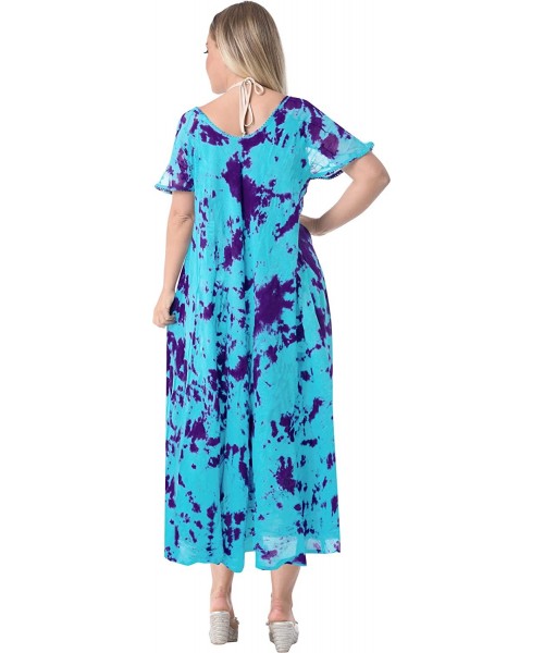 Cover-Ups Women's Beach Dress Prom Party Cocktail Dress for Women Hand Tie Dye A - Blue_a8 - CE18HQYD7ME