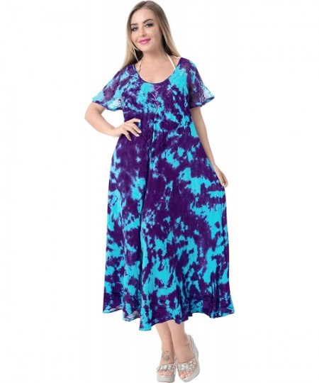 Cover-Ups Women's Beach Dress Prom Party Cocktail Dress for Women Hand Tie Dye A - Blue_a8 - CE18HQYD7ME