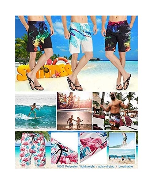 Board Shorts Racing Cars Men's Colorful Swim Trunks Beach Board Shorts with Lining - Racing Cars - CT196IQI4N6