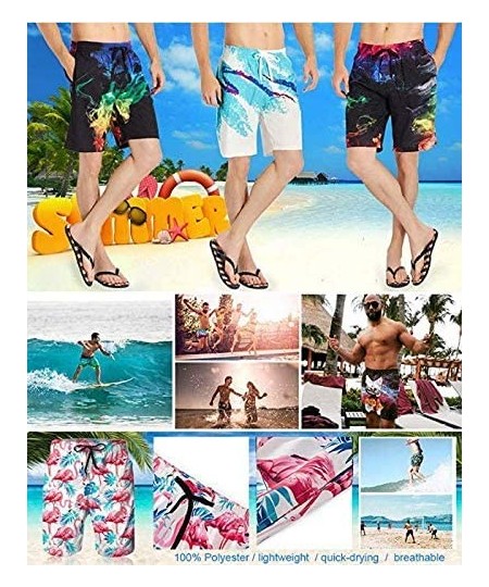 Board Shorts Racing Cars Men's Colorful Swim Trunks Beach Board Shorts with Lining - Racing Cars - CT196IQI4N6