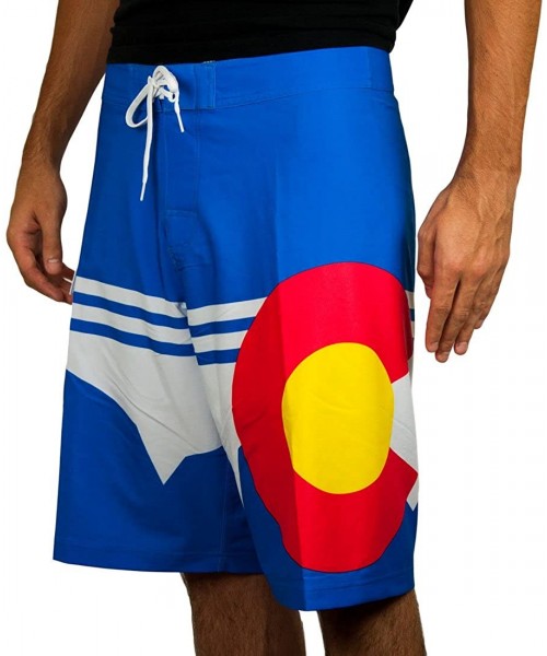 Board Shorts Colorado Mountain 22" Stretch Boardshorts- Royal Blue - C8124LEJEVX